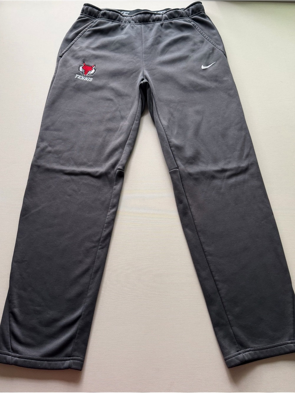 Nike Gray Men's Sweatpants with Red Tennis Crest